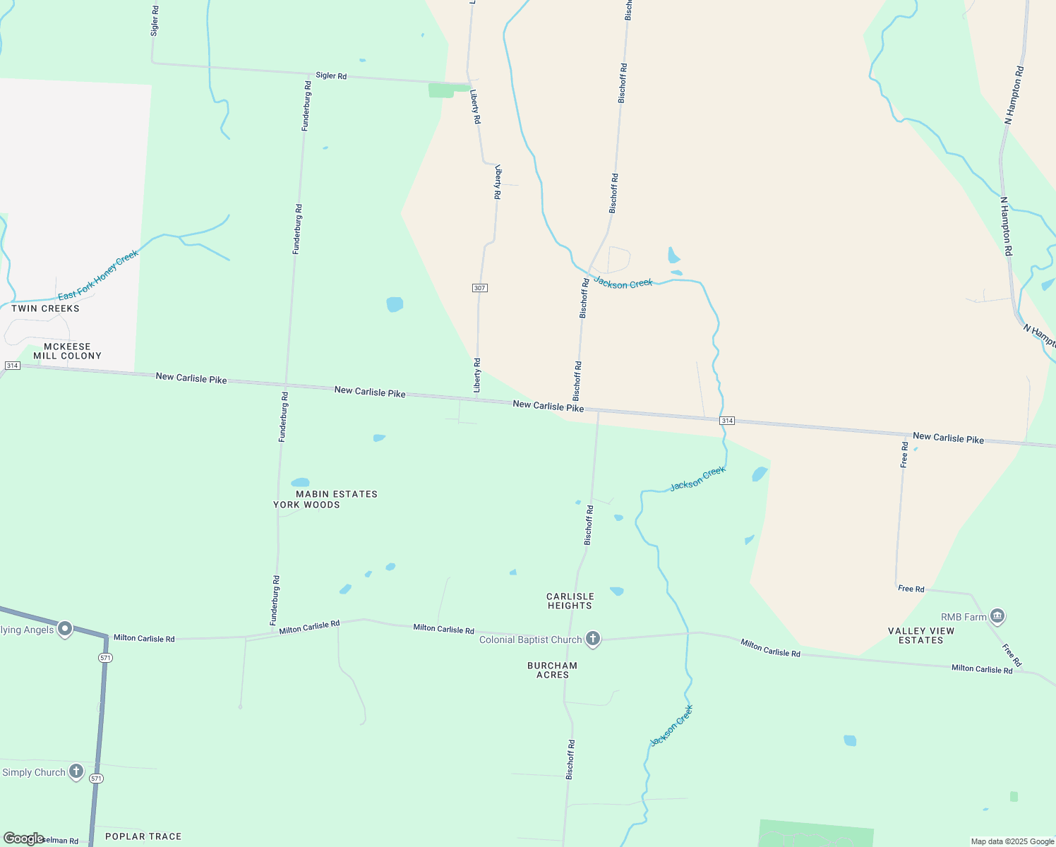 map of restaurants, bars, coffee shops, grocery stores, and more near 9233 New Carlisle Pike in New Carlisle