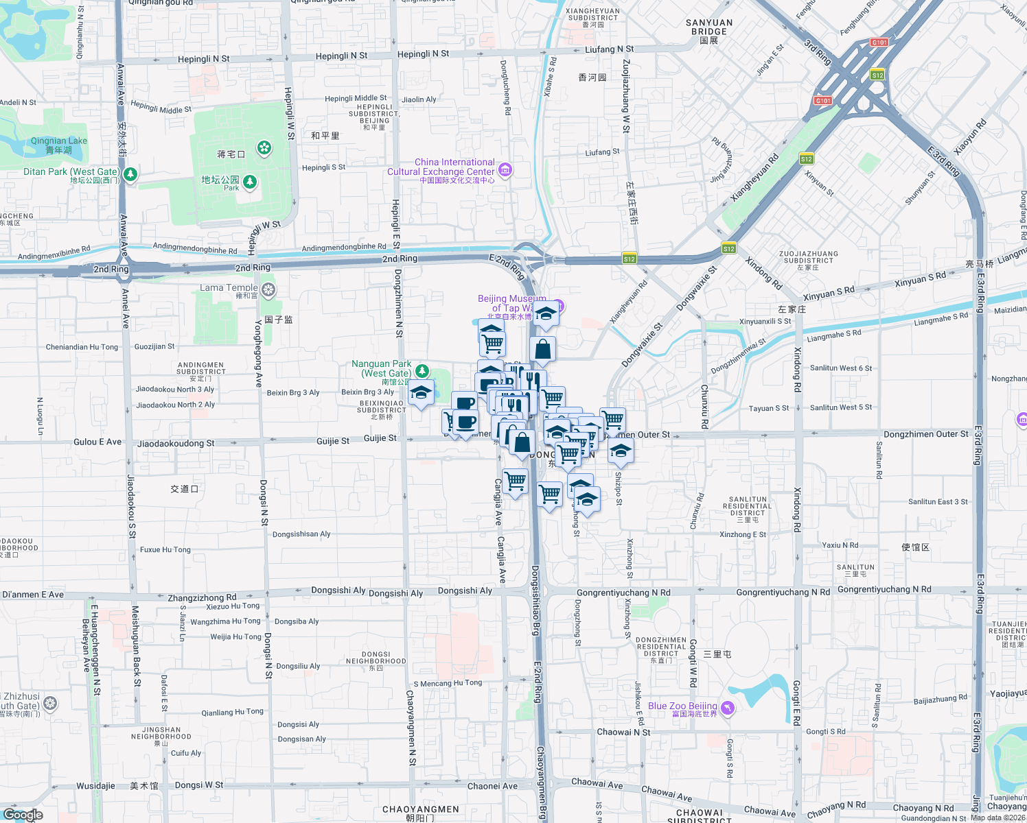 map of restaurants, bars, coffee shops, grocery stores, and more near in 