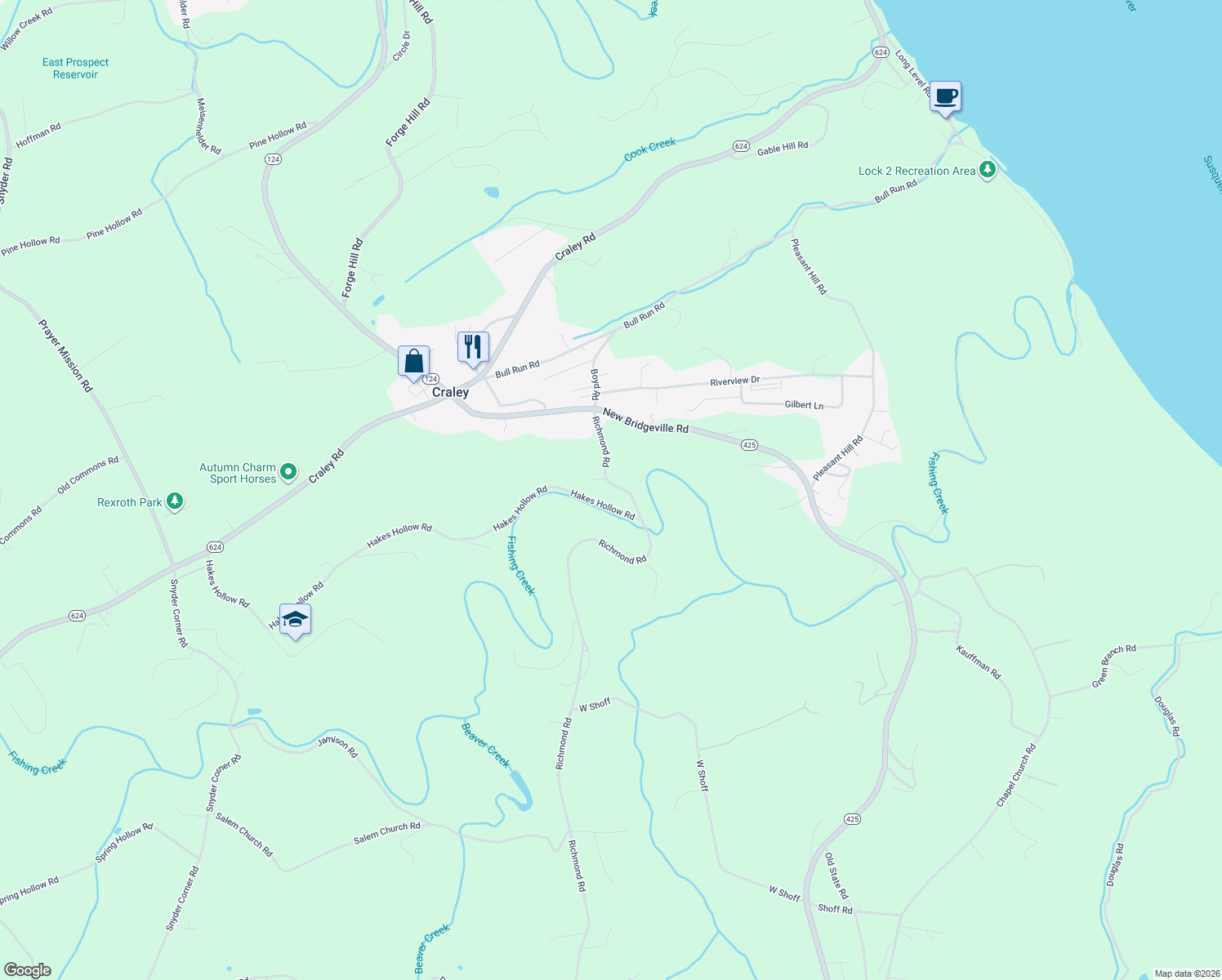 map of restaurants, bars, coffee shops, grocery stores, and more near 262 Richmond Road in Wrightsville