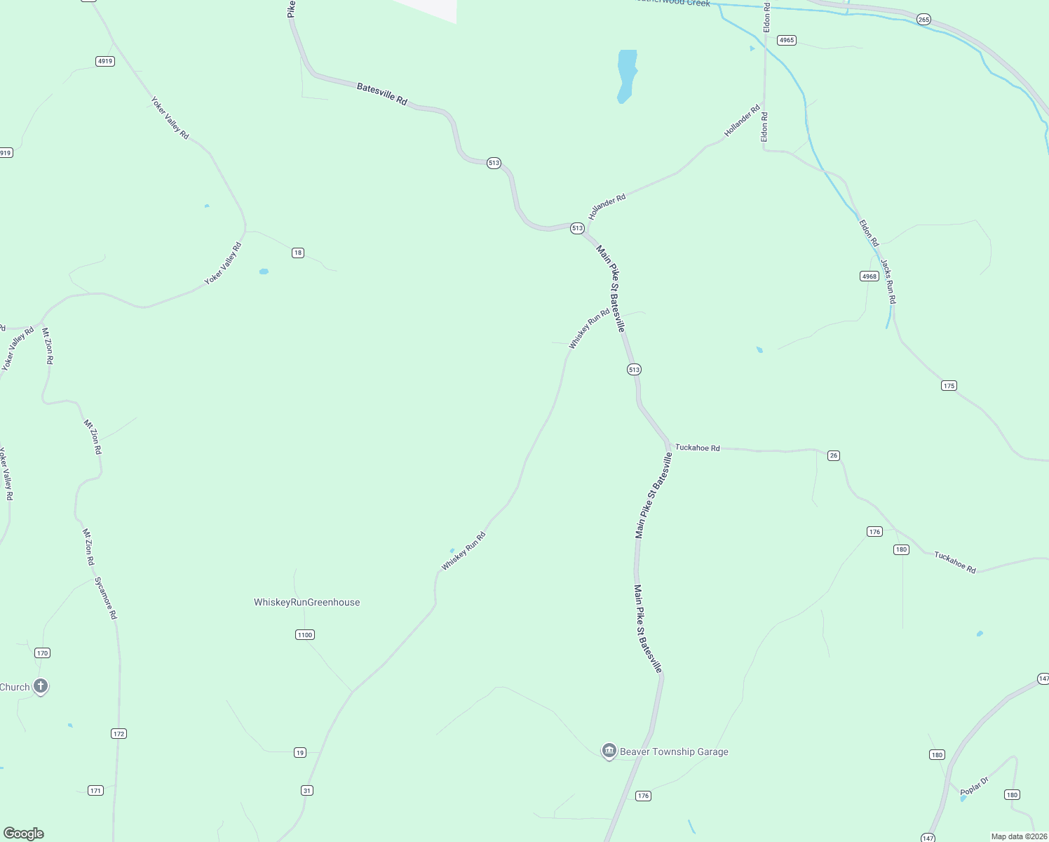 map of restaurants, bars, coffee shops, grocery stores, and more near 57979 Whiskey Run Road in Quaker City