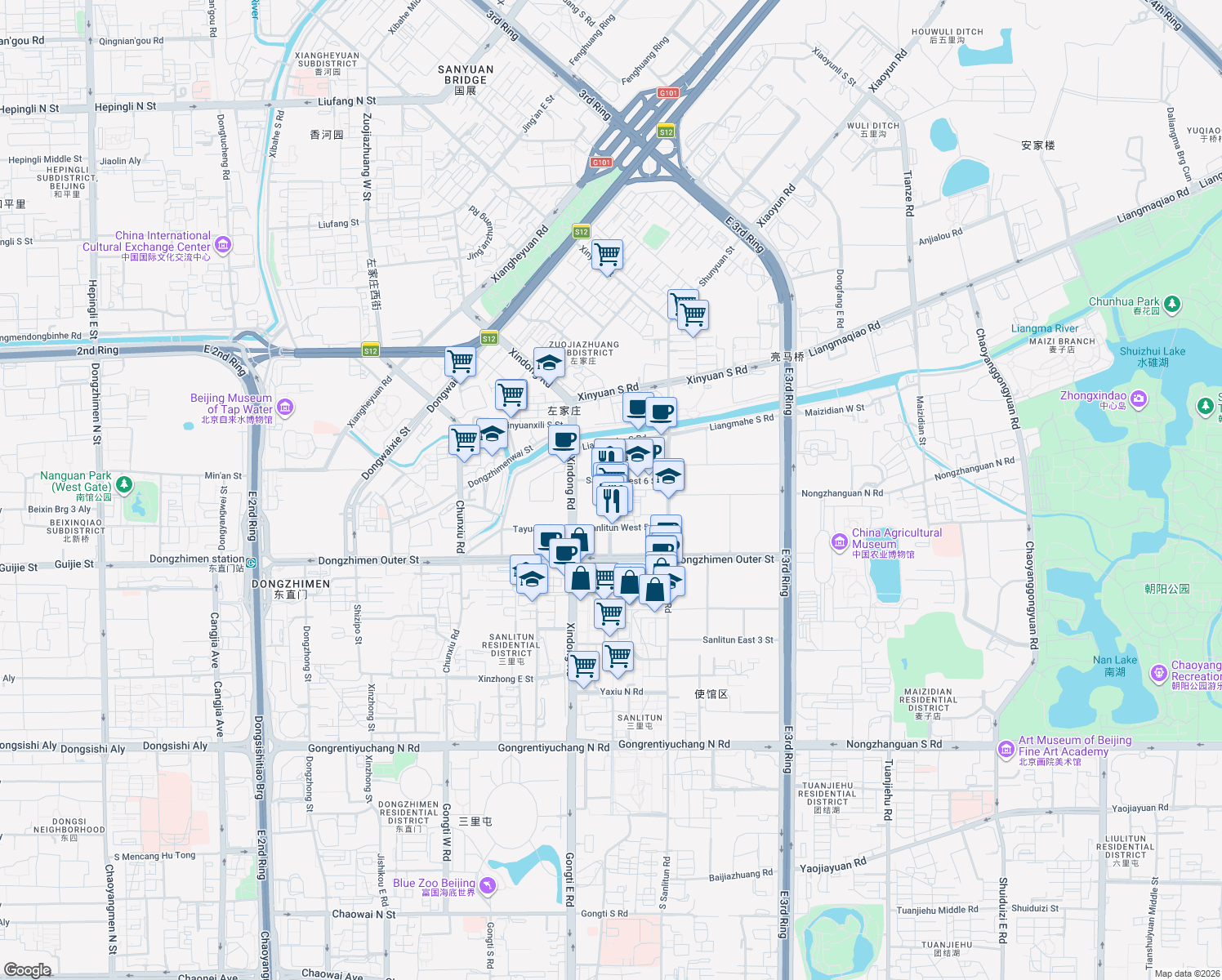 map of restaurants, bars, coffee shops, grocery stores, and more near in 