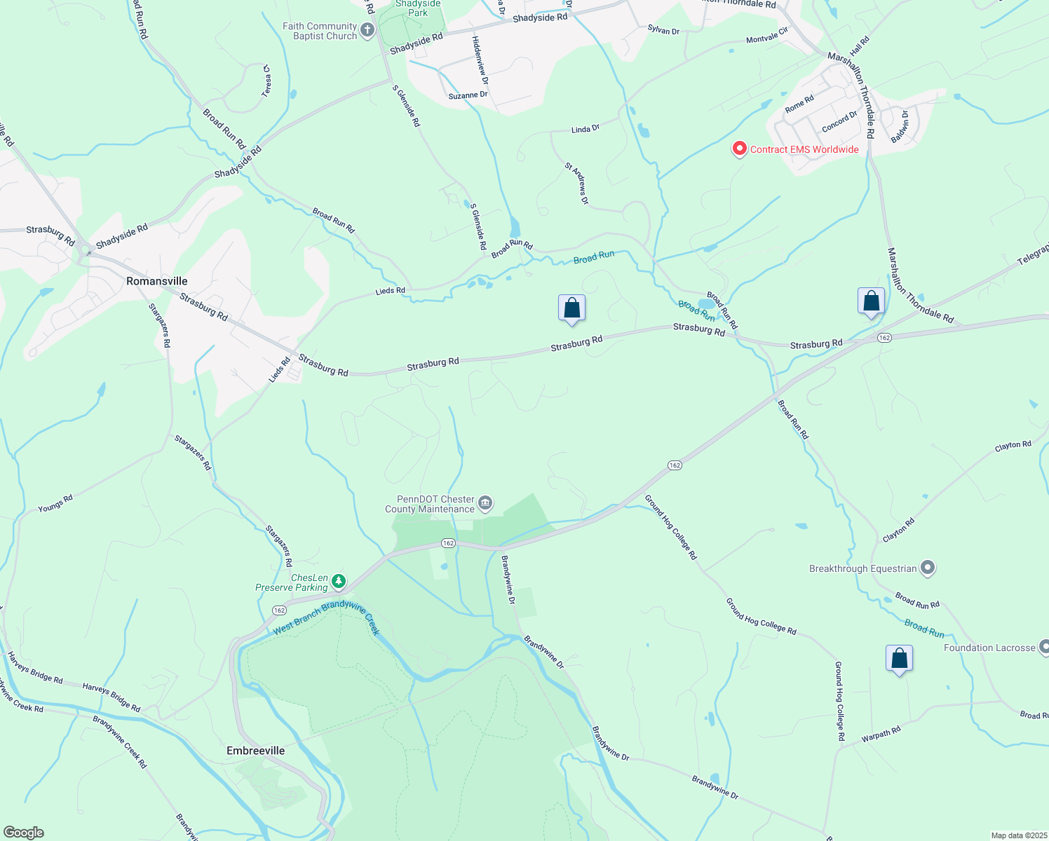 map of restaurants, bars, coffee shops, grocery stores, and more near 715 Shagbark Drive in West Chester