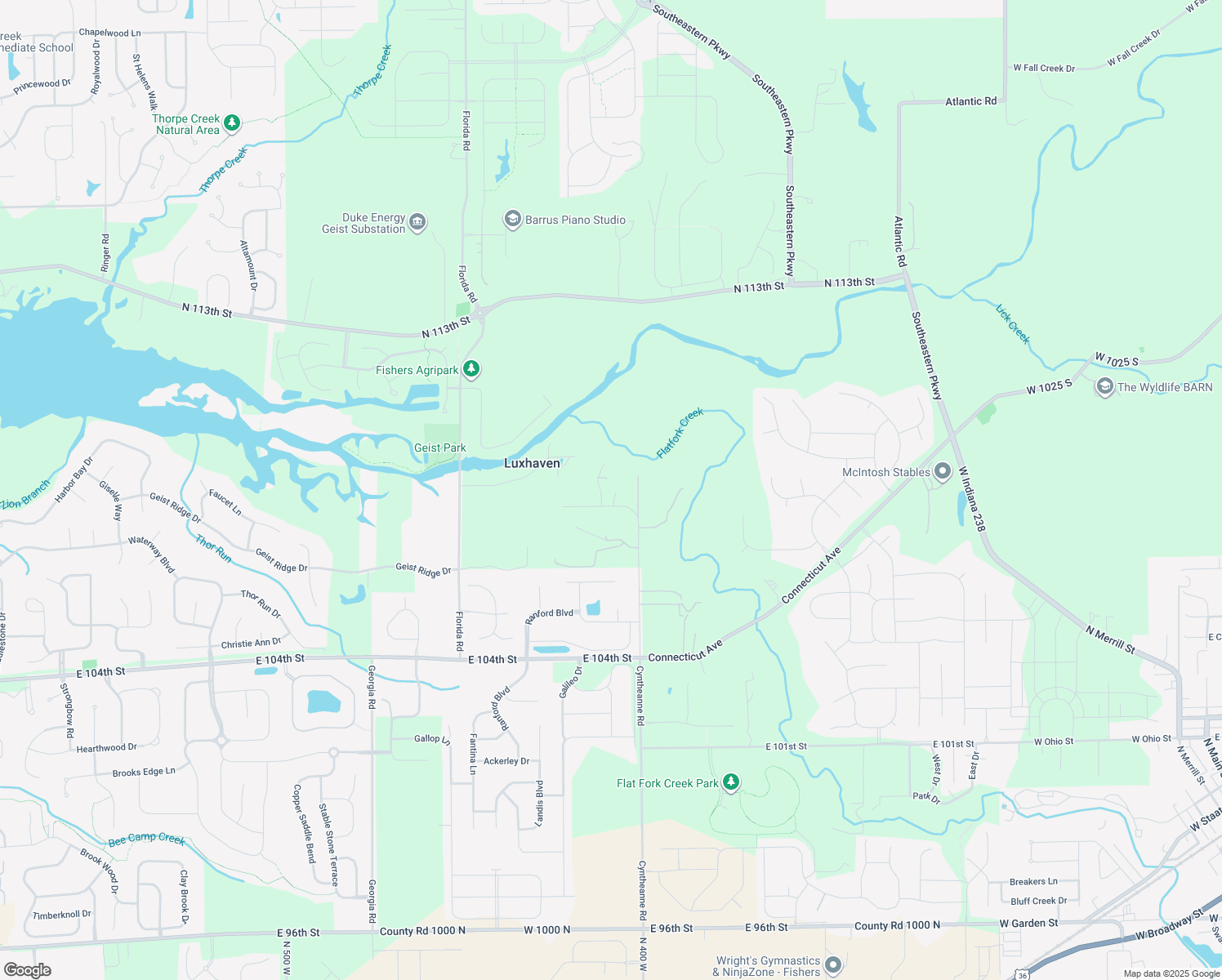 map of restaurants, bars, coffee shops, grocery stores, and more near 10762 Brenda Court in Fortville