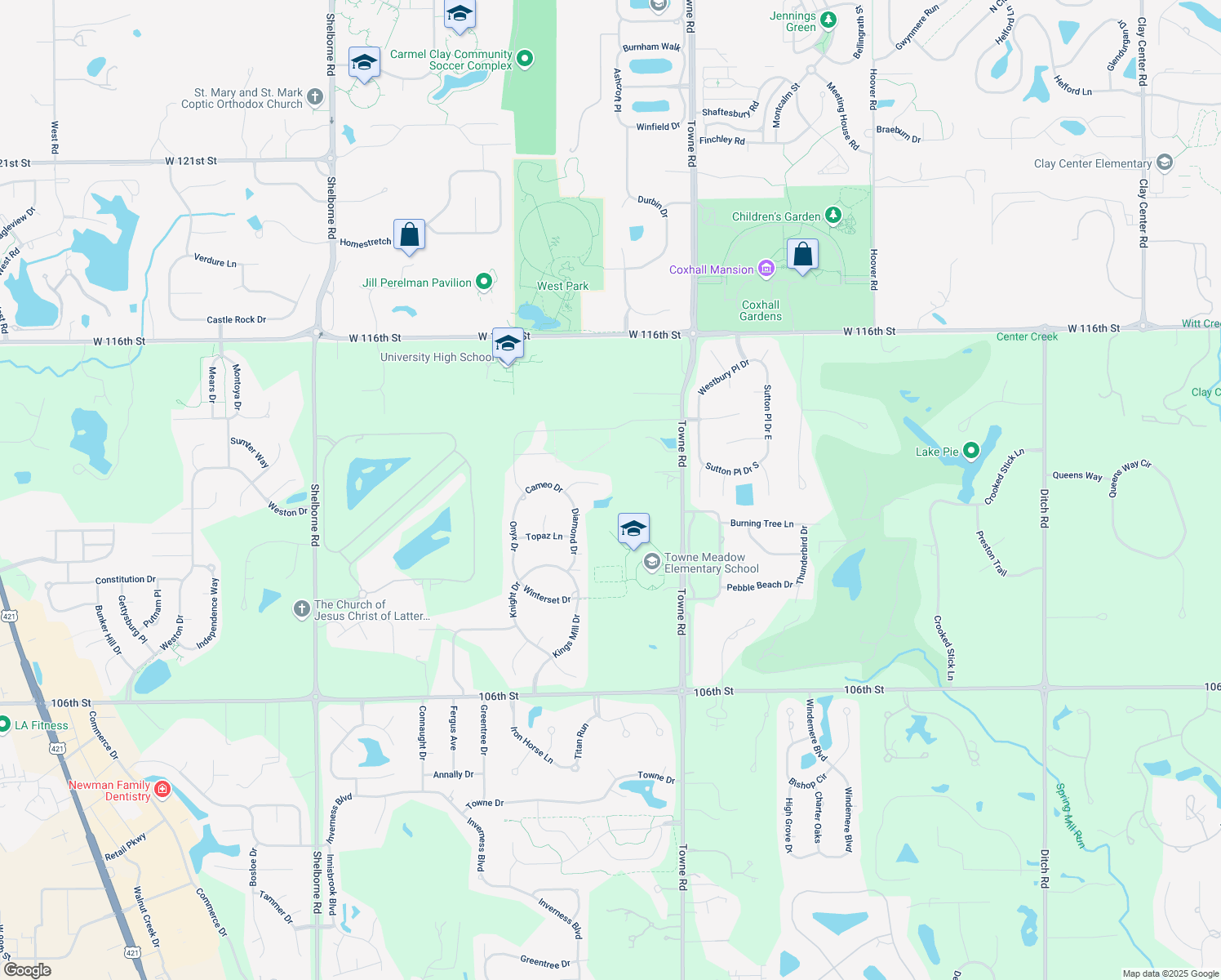 map of restaurants, bars, coffee shops, grocery stores, and more near 2973 Kings Ct in Carmel