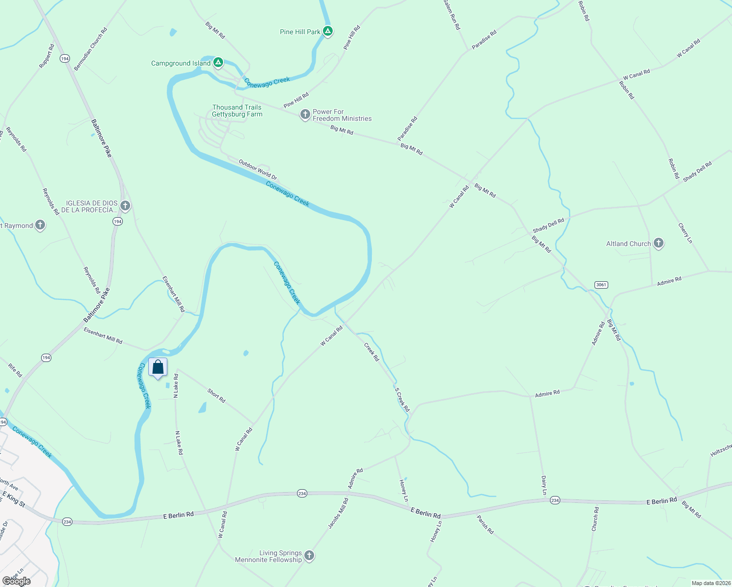 map of restaurants, bars, coffee shops, grocery stores, and more near 5291 West Canal Road in Dover