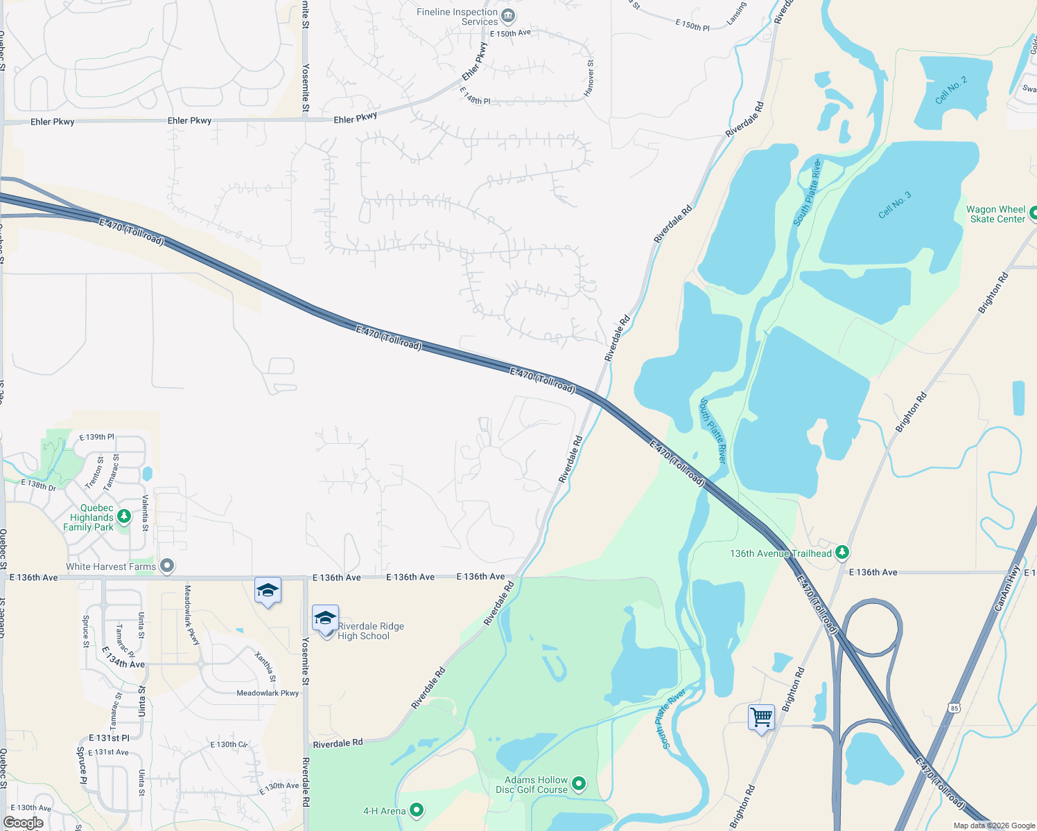 map of restaurants, bars, coffee shops, grocery stores, and more near 14025 Florence Court in Brighton