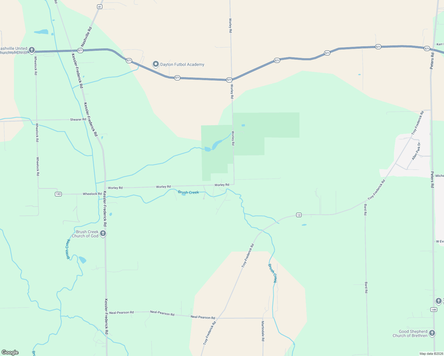 map of restaurants, bars, coffee shops, grocery stores, and more near 5540 Worley Road in Tipp City
