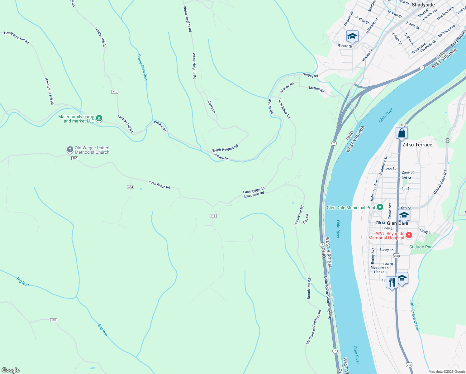 map of restaurants, bars, coffee shops, grocery stores, and more near in Shadyside