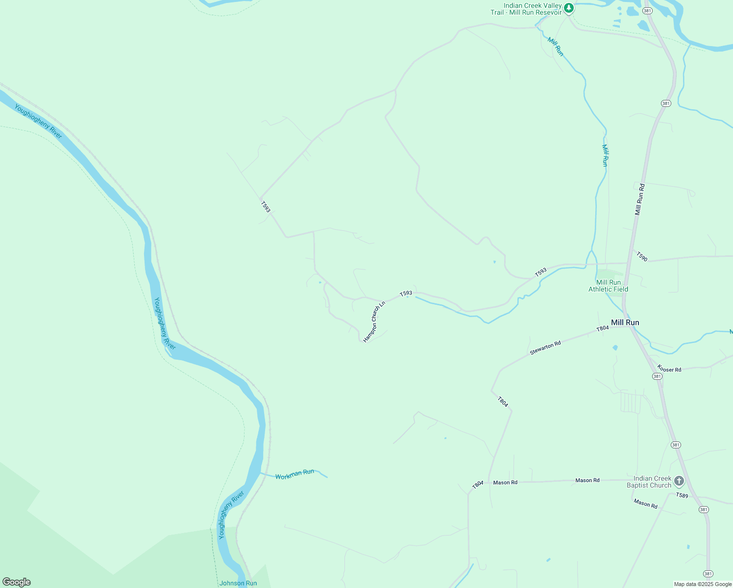 map of restaurants, bars, coffee shops, grocery stores, and more near 384 Hampton Road in Mill Run
