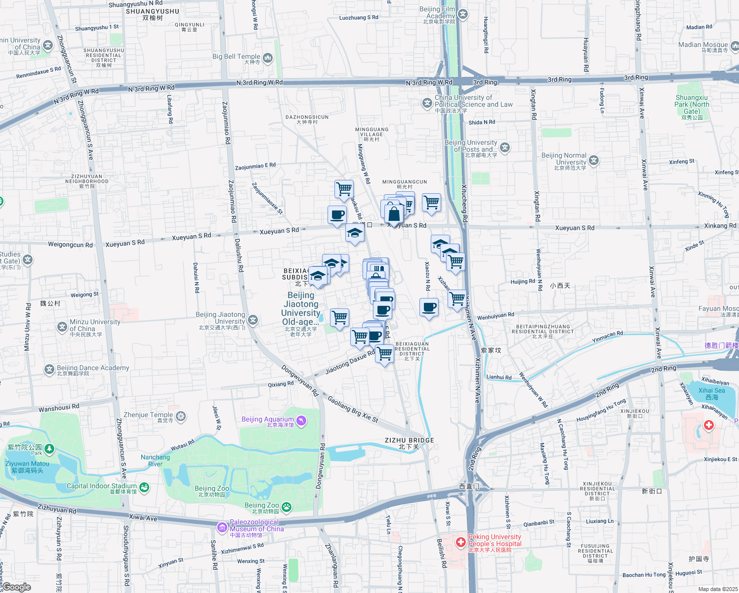 map of restaurants, bars, coffee shops, grocery stores, and more near in Beijing