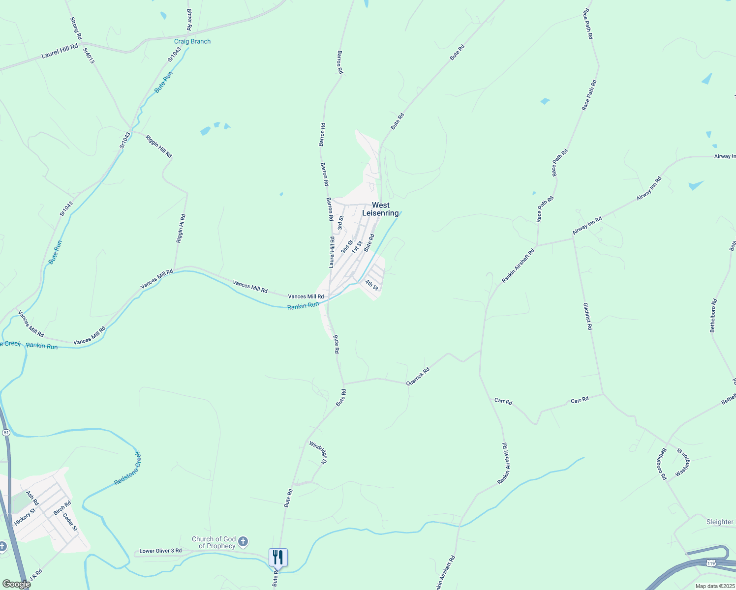 map of restaurants, bars, coffee shops, grocery stores, and more near 310 4th Street in West Leisenring