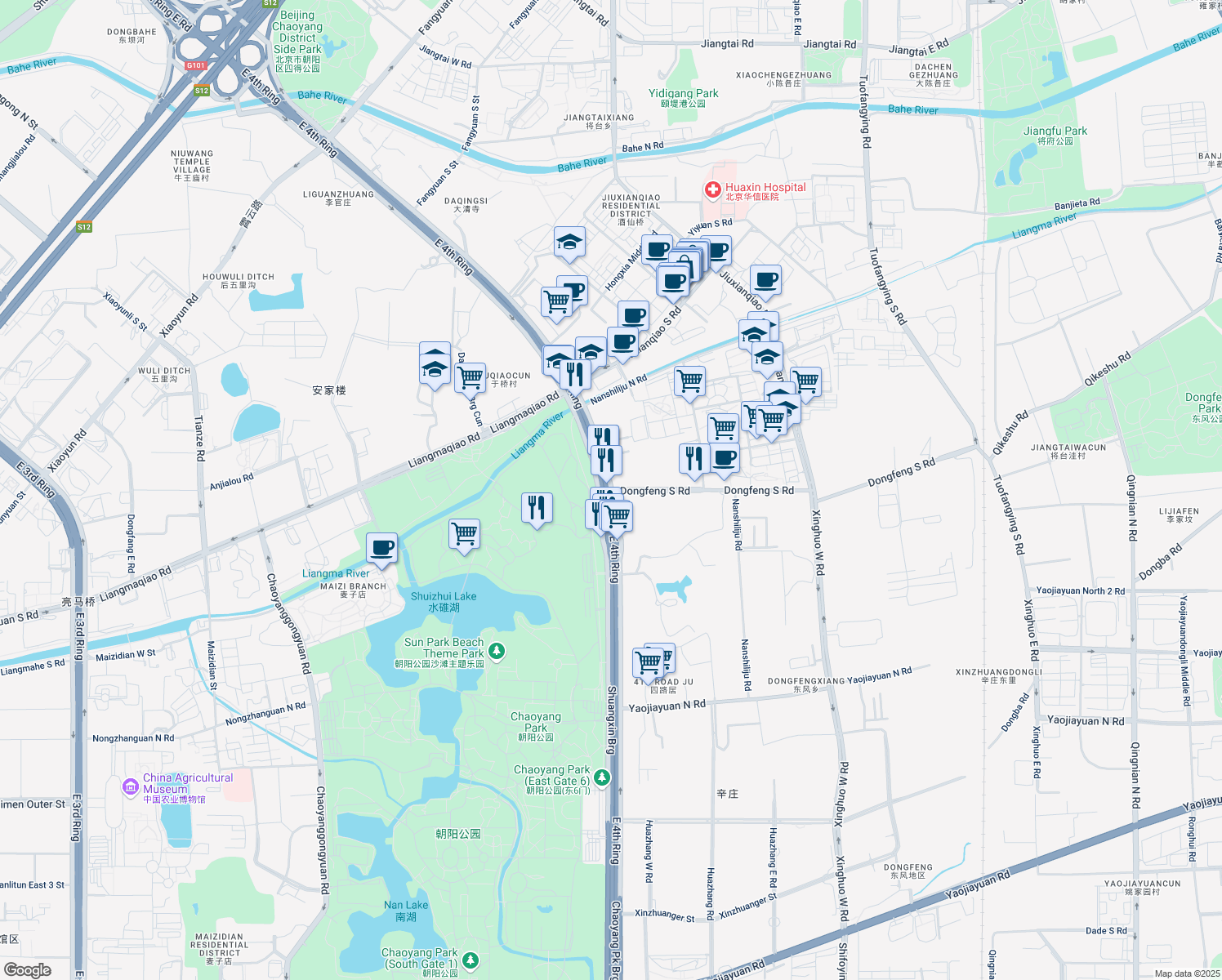 map of restaurants, bars, coffee shops, grocery stores, and more near in 