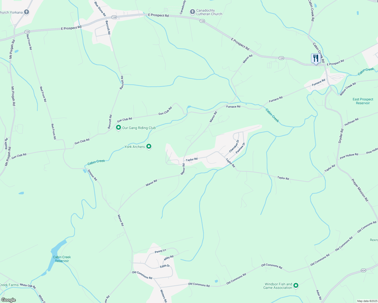 map of restaurants, bars, coffee shops, grocery stores, and more near 1702 Manor Rd in Windsor