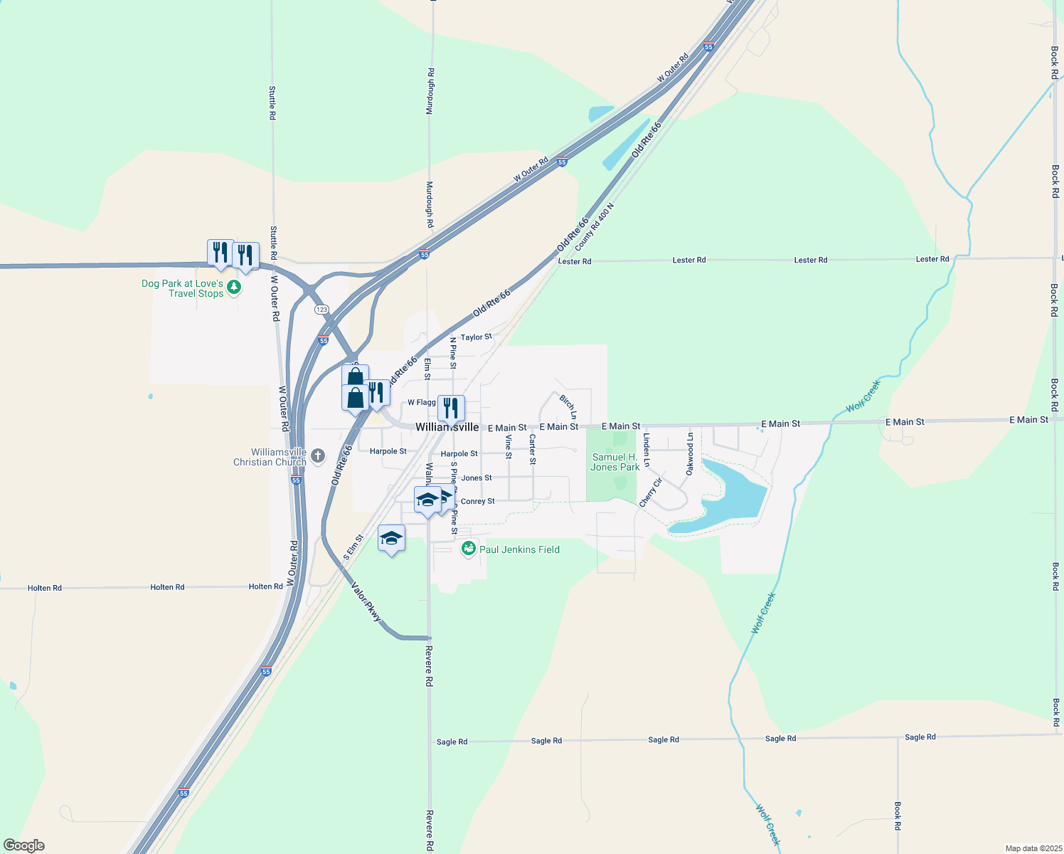 map of restaurants, bars, coffee shops, grocery stores, and more near 398 E Main St in Williamsville