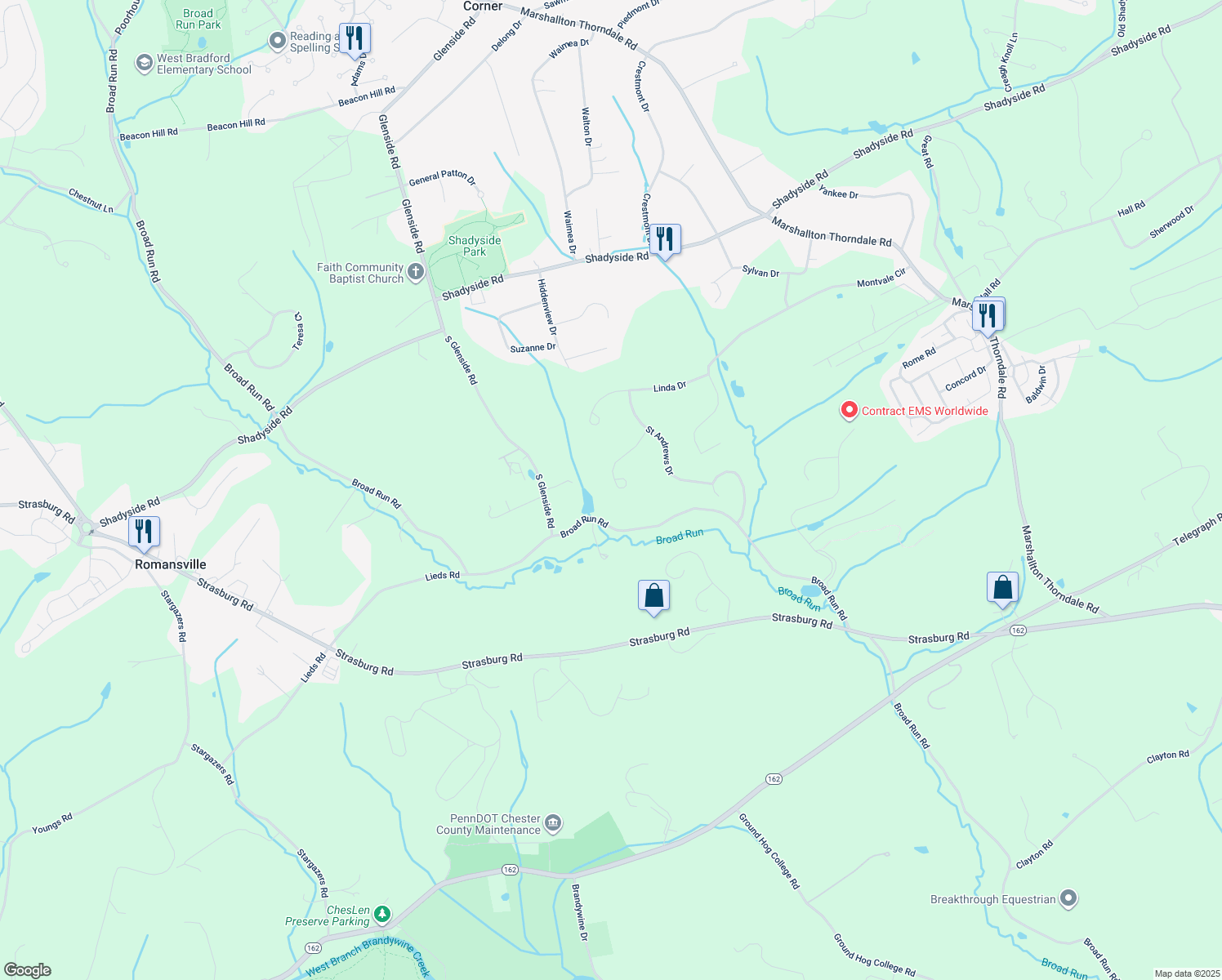 map of restaurants, bars, coffee shops, grocery stores, and more near 1667 Royal Berkshire Circle in West Chester