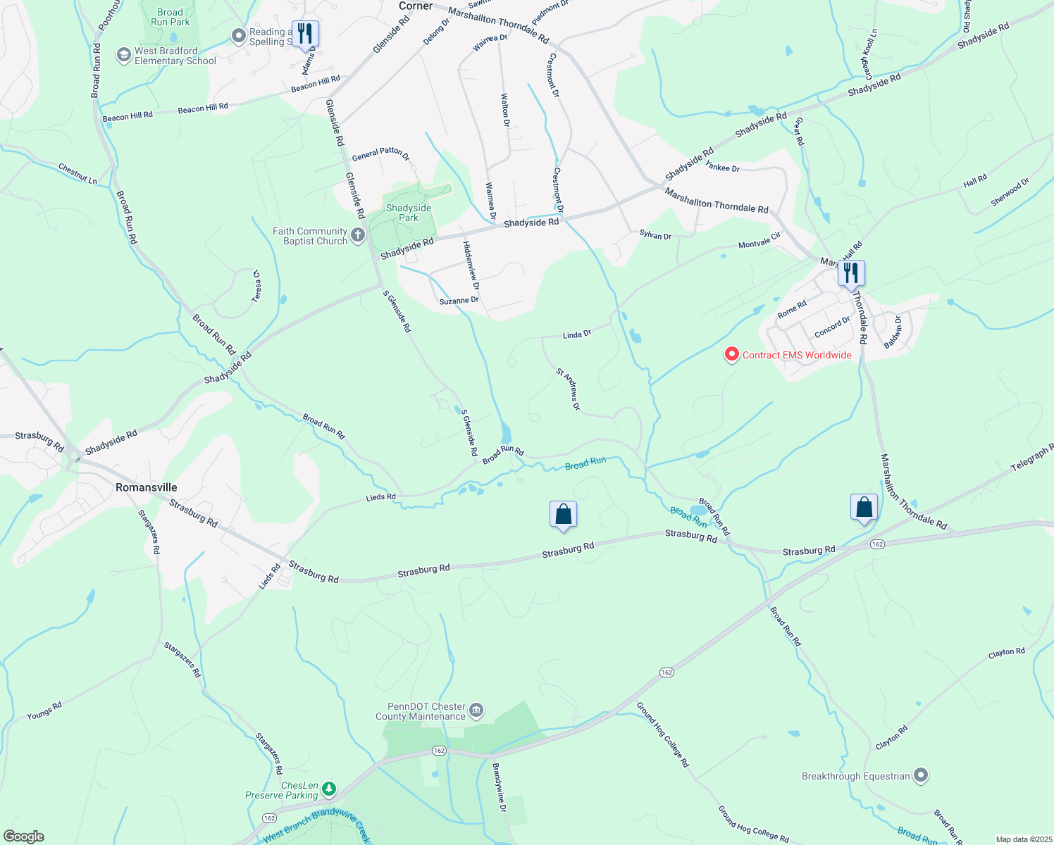 map of restaurants, bars, coffee shops, grocery stores, and more near 1667 Royal Berkshire Circle in West Chester