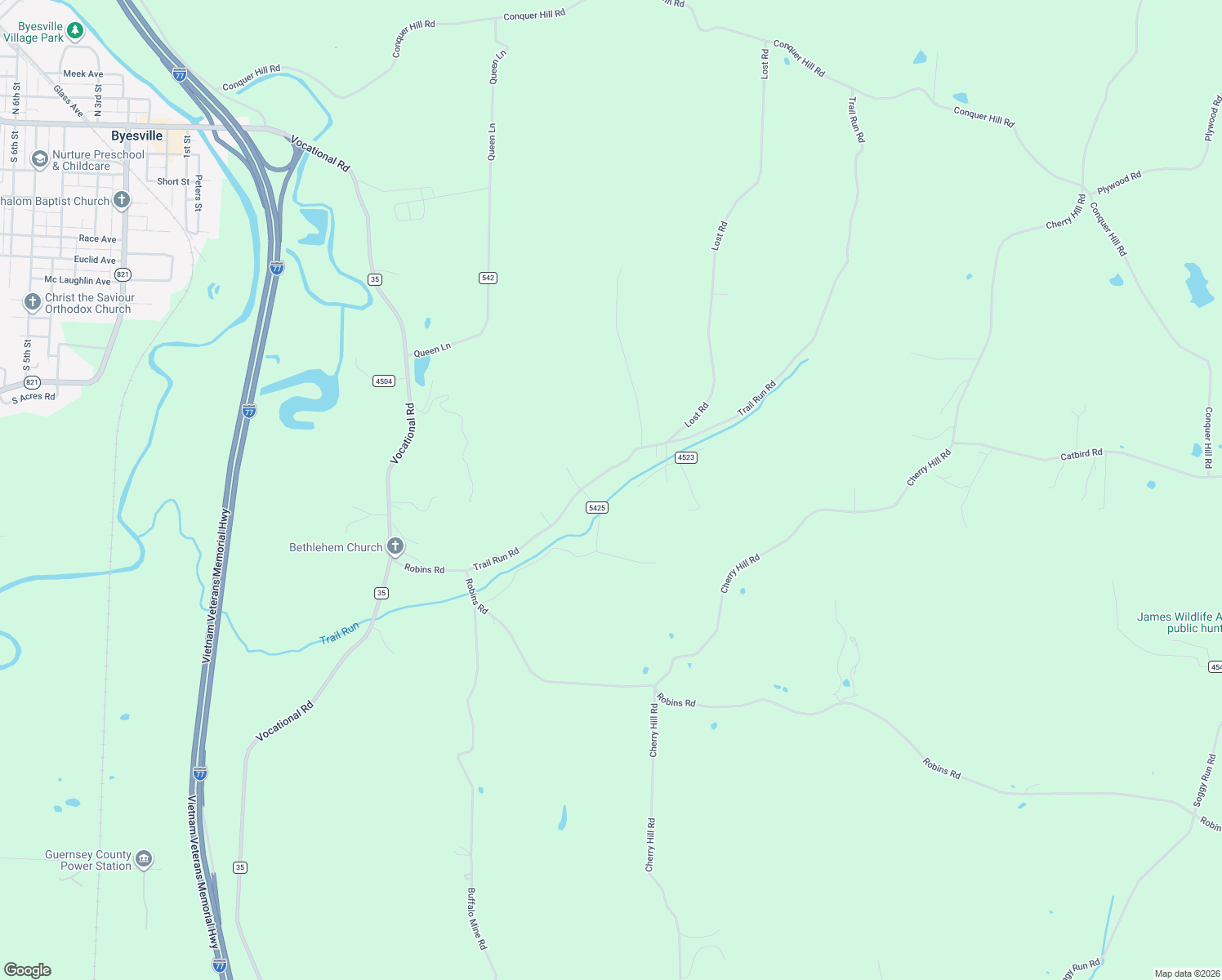 map of restaurants, bars, coffee shops, grocery stores, and more near 58894 Grisak Rd in Byesville