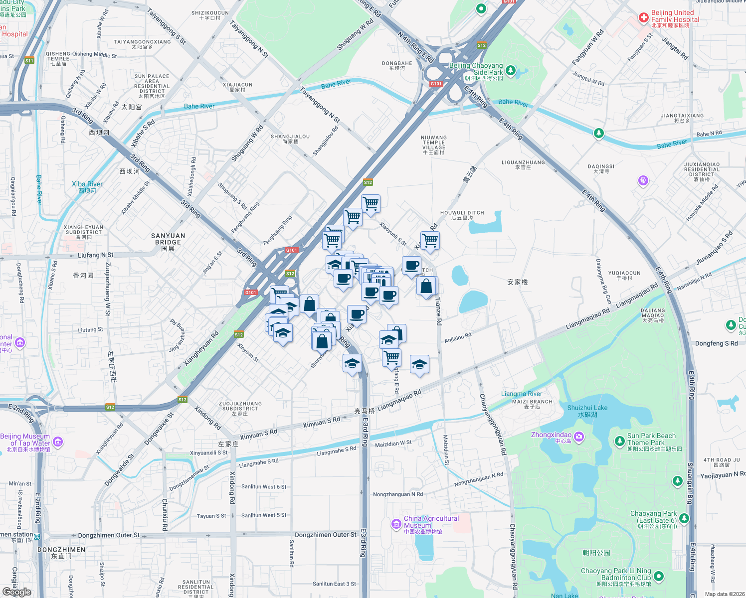 map of restaurants, bars, coffee shops, grocery stores, and more near in 