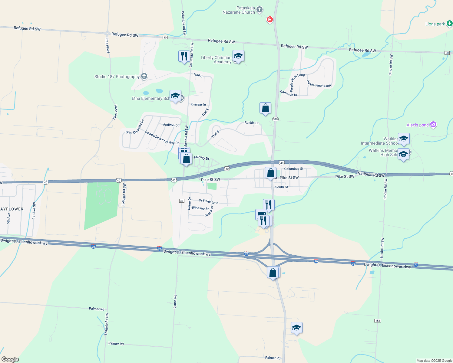 map of restaurants, bars, coffee shops, grocery stores, and more near 1331 Pike Street in Etna
