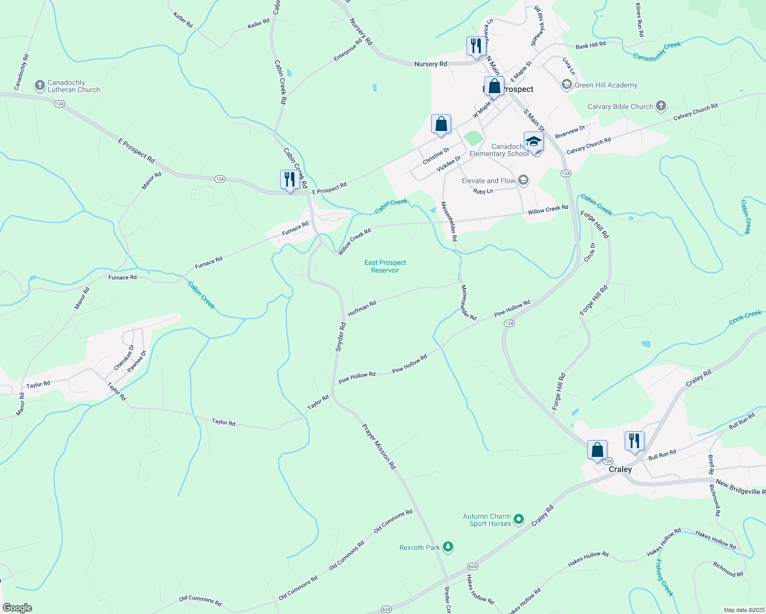map of restaurants, bars, coffee shops, grocery stores, and more near 1030 Hoffman Rd in Windsor