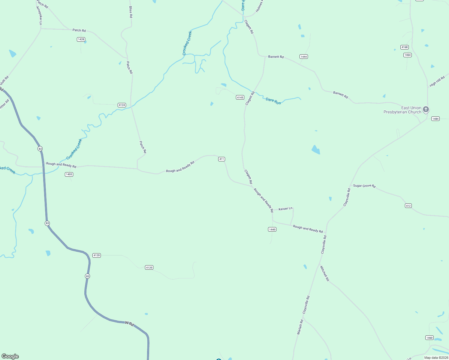 map of restaurants, bars, coffee shops, grocery stores, and more near 3061 Rough and Ready Road in New Concord