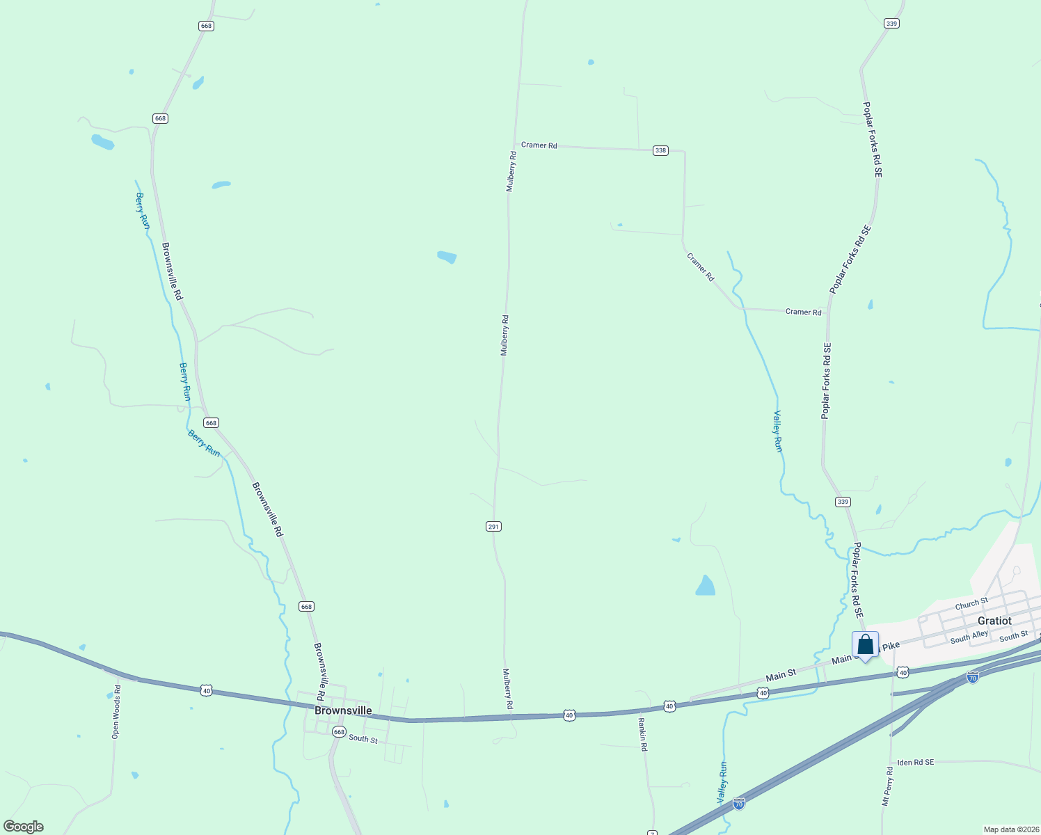 map of restaurants, bars, coffee shops, grocery stores, and more near 9083 Mulberry Road in Mount Perry