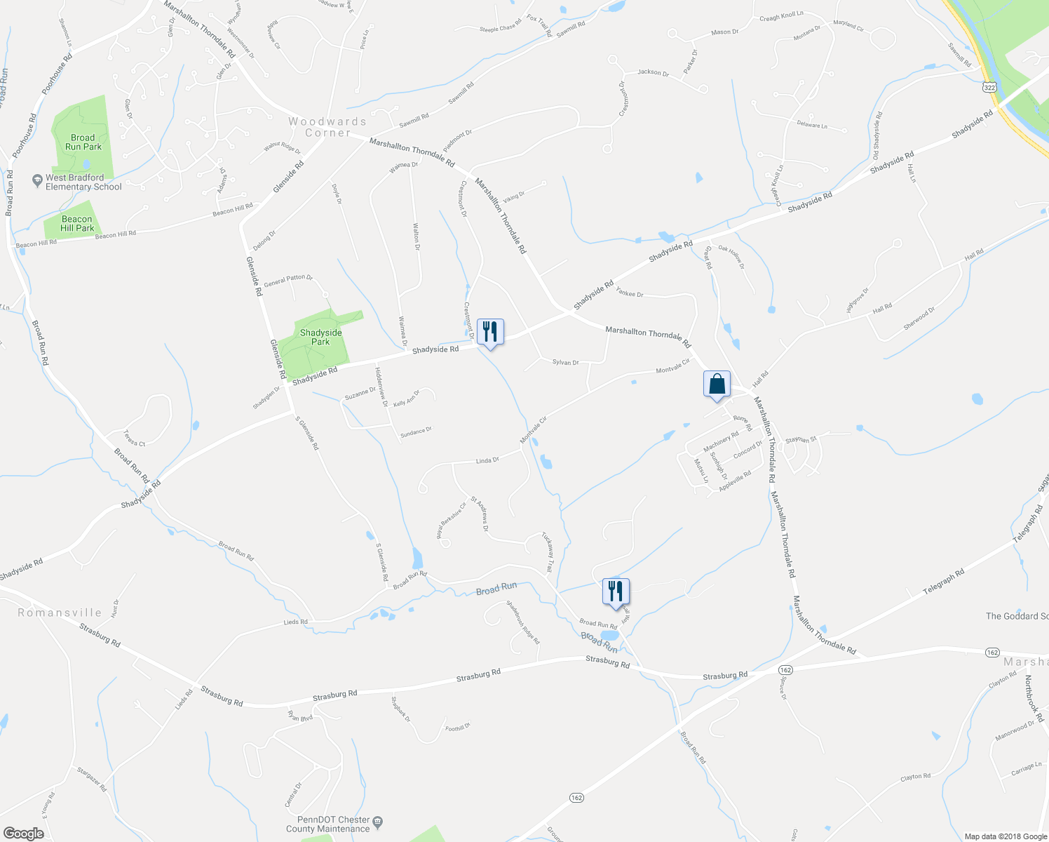 map of restaurants, bars, coffee shops, grocery stores, and more near 1561 Montvale Circle in West Chester