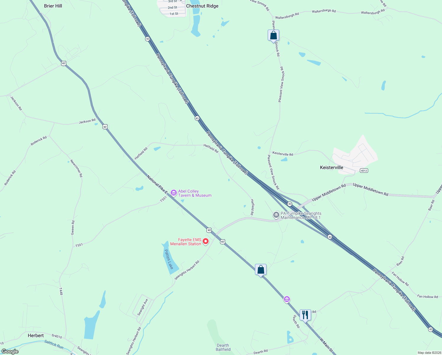 map of restaurants, bars, coffee shops, grocery stores, and more near 215 Hatfield Road in Smock