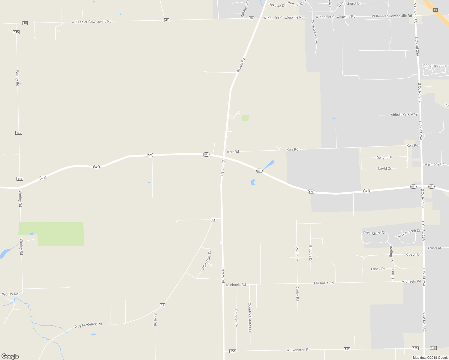map of restaurants, bars, coffee shops, grocery stores, and more near 5215 Peters Road in Tipp City