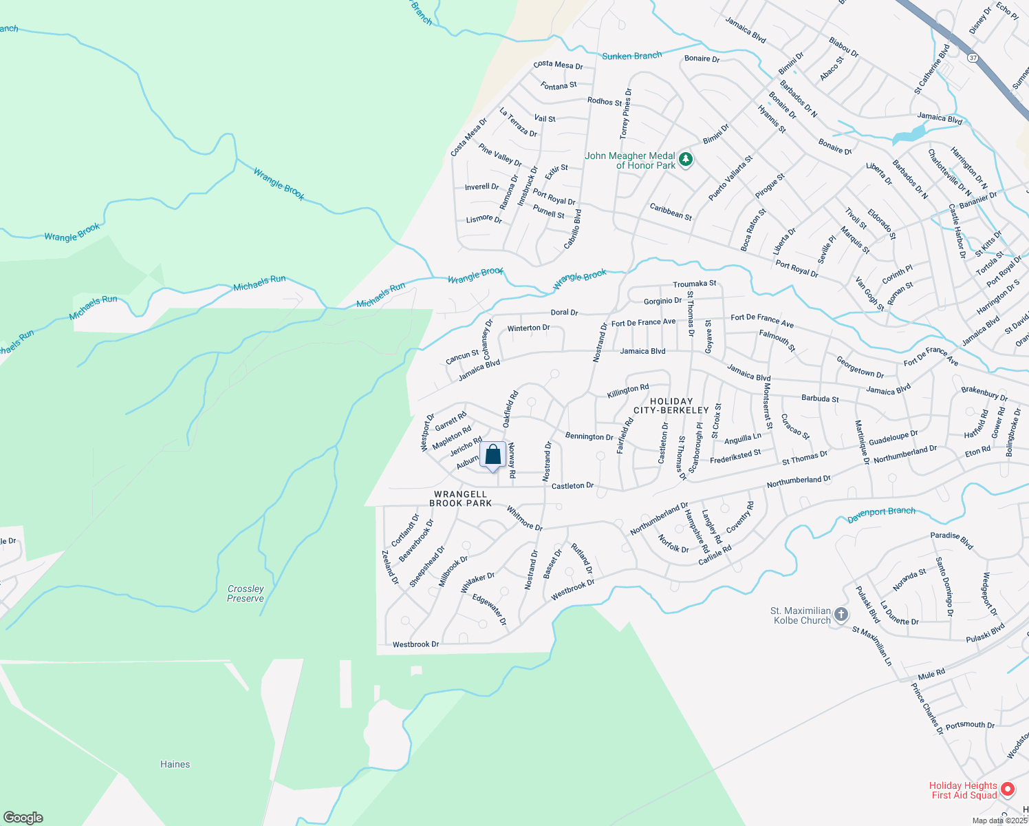 map of restaurants, bars, coffee shops, grocery stores, and more near 128 Westport Drive in Toms River