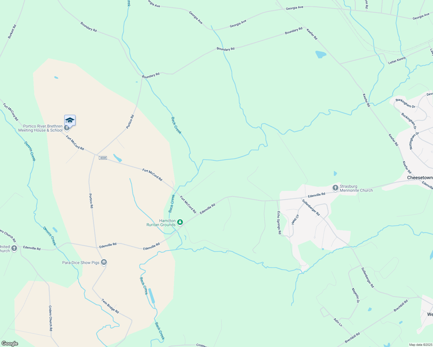 map of restaurants, bars, coffee shops, grocery stores, and more near 4675 Fort McCord Road in Chambersburg