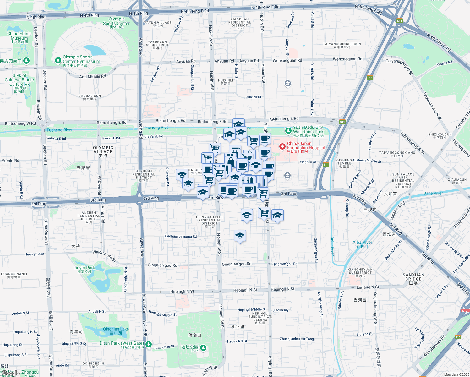 map of restaurants, bars, coffee shops, grocery stores, and more near in 