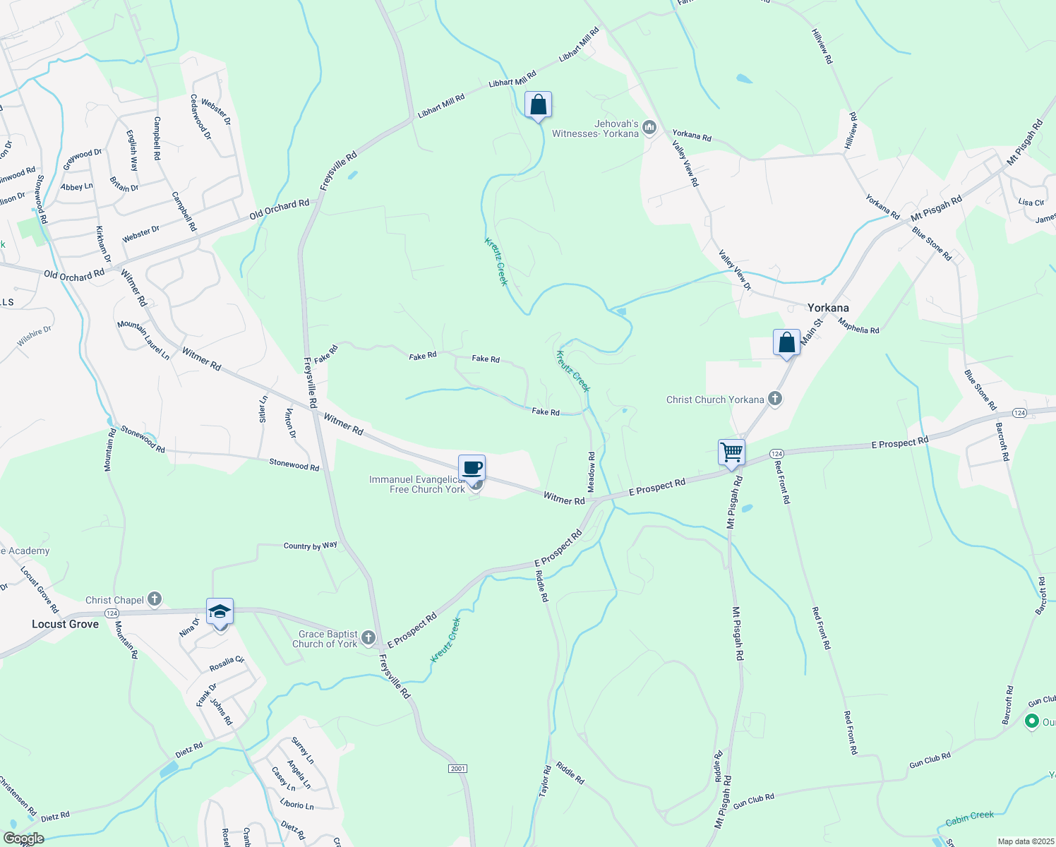 map of restaurants, bars, coffee shops, grocery stores, and more near 1205 Witmer Road in York
