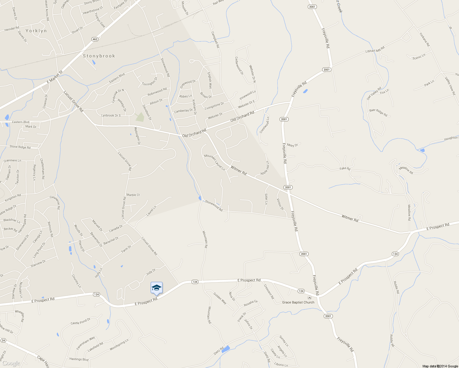 map of restaurants, bars, coffee shops, grocery stores, and more near 782 Mountain Laurel Lane in York