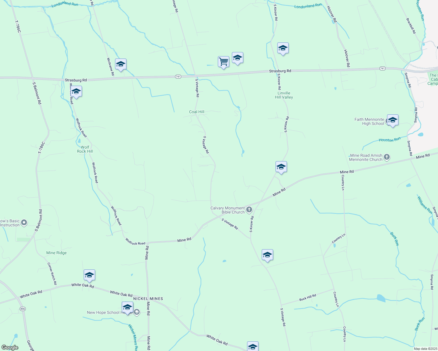 map of restaurants, bars, coffee shops, grocery stores, and more near 287 South Vintage Road in Paradise
