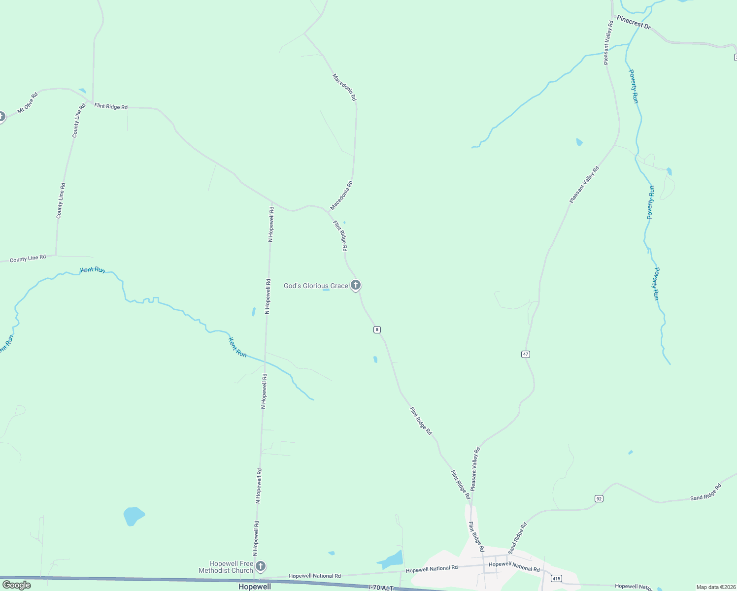 map of restaurants, bars, coffee shops, grocery stores, and more near 1840 Flint Ridge Road in Hopewell