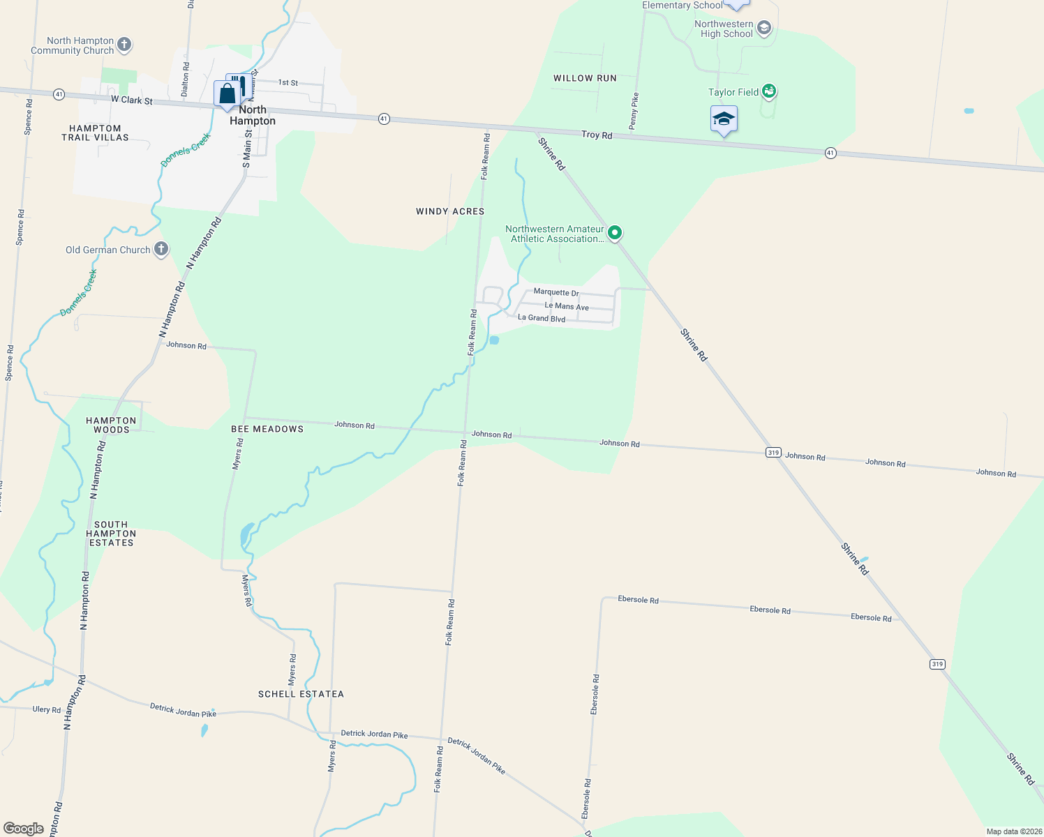 map of restaurants, bars, coffee shops, grocery stores, and more near 6306 Johnson Road in Springfield