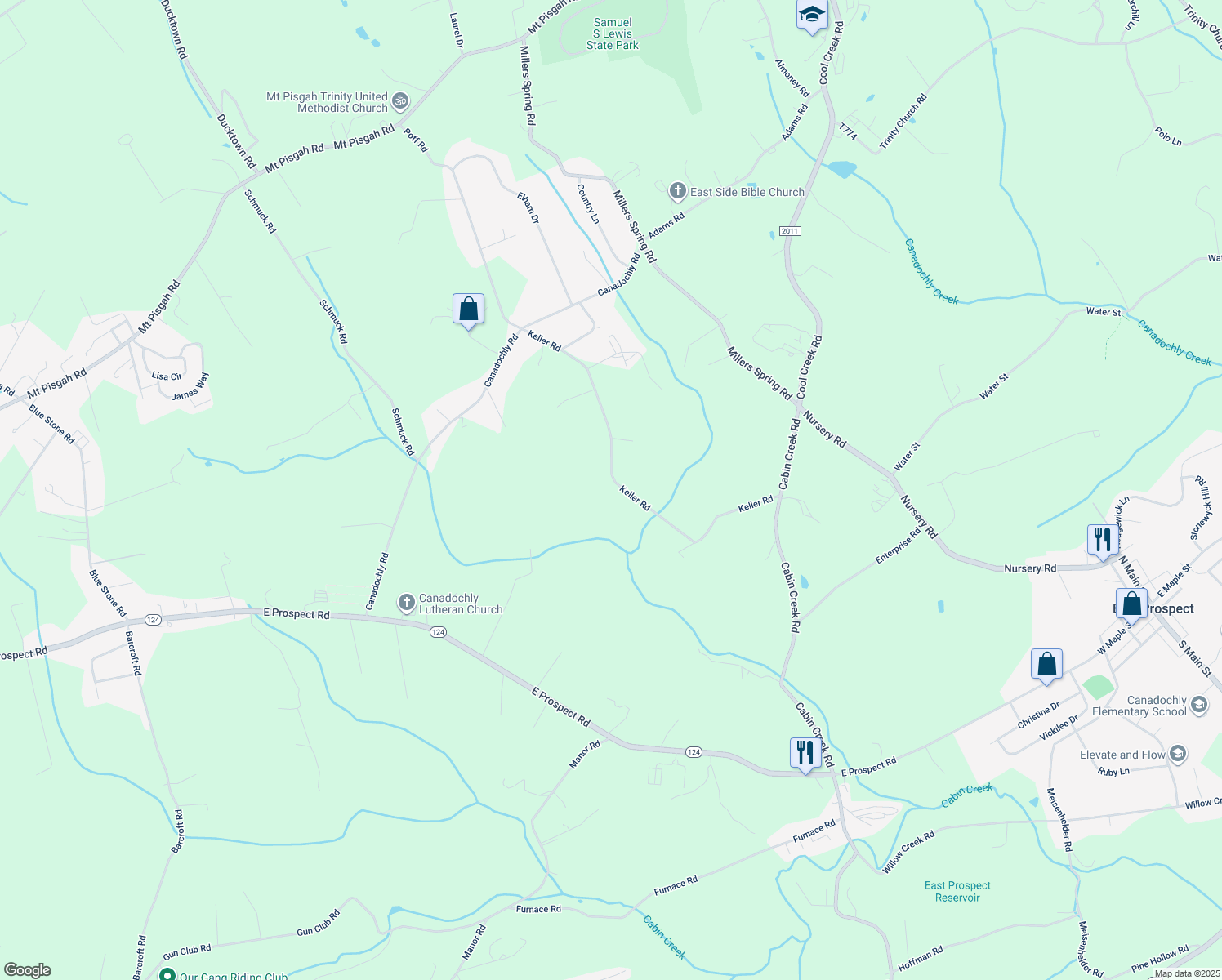 map of restaurants, bars, coffee shops, grocery stores, and more near 1038 Keller Road in York