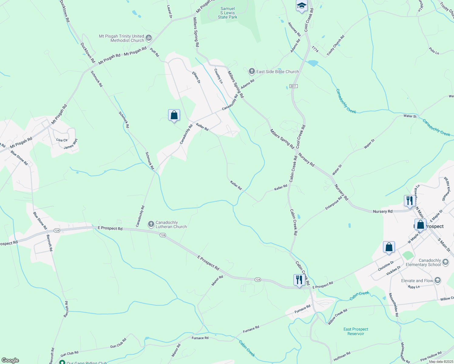 map of restaurants, bars, coffee shops, grocery stores, and more near 1038 Keller Road in York
