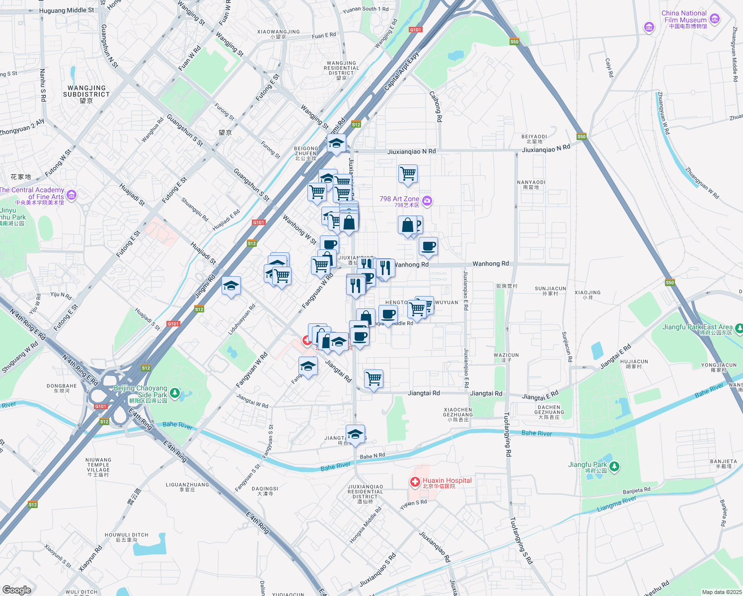 map of restaurants, bars, coffee shops, grocery stores, and more near in 