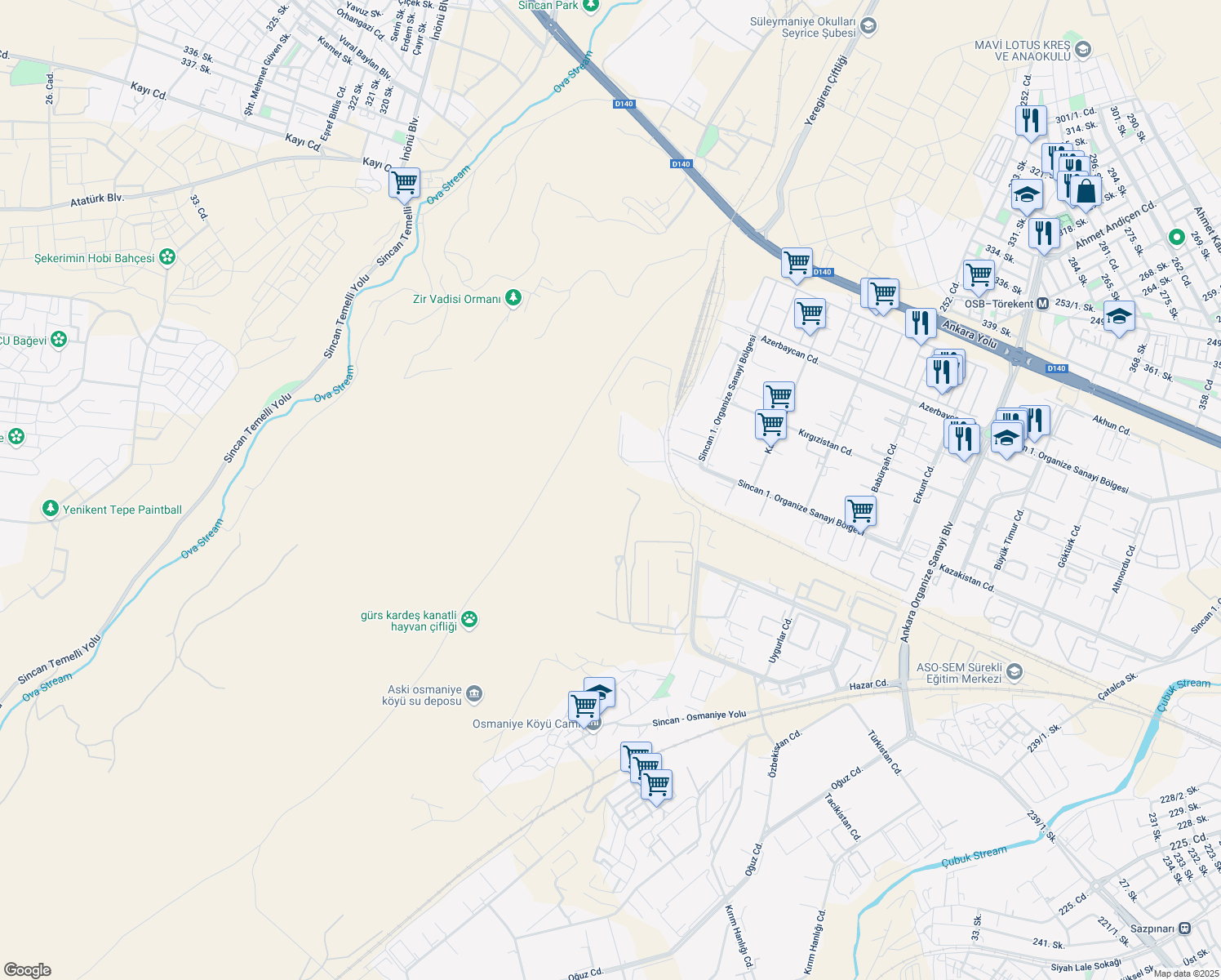 map of restaurants, bars, coffee shops, grocery stores, and more near in Sincan