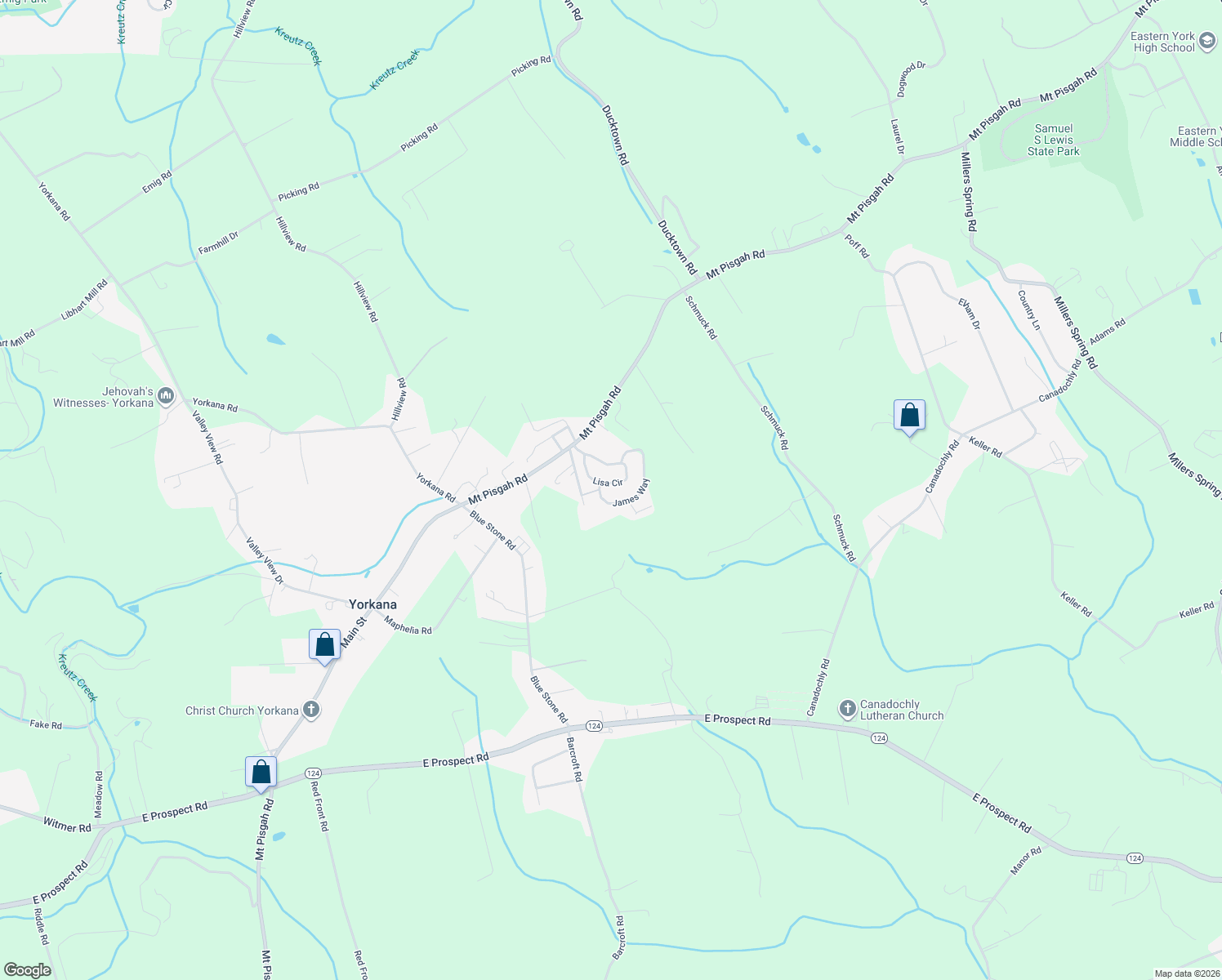 map of restaurants, bars, coffee shops, grocery stores, and more near 262 James Way in York