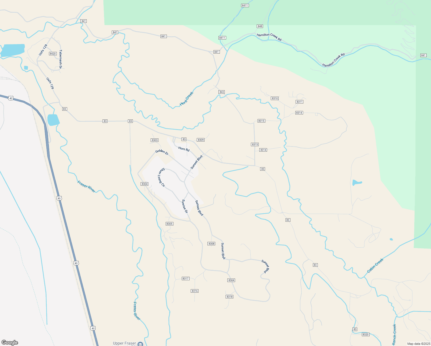 map of restaurants, bars, coffee shops, grocery stores, and more near 1848 County Road in Granby