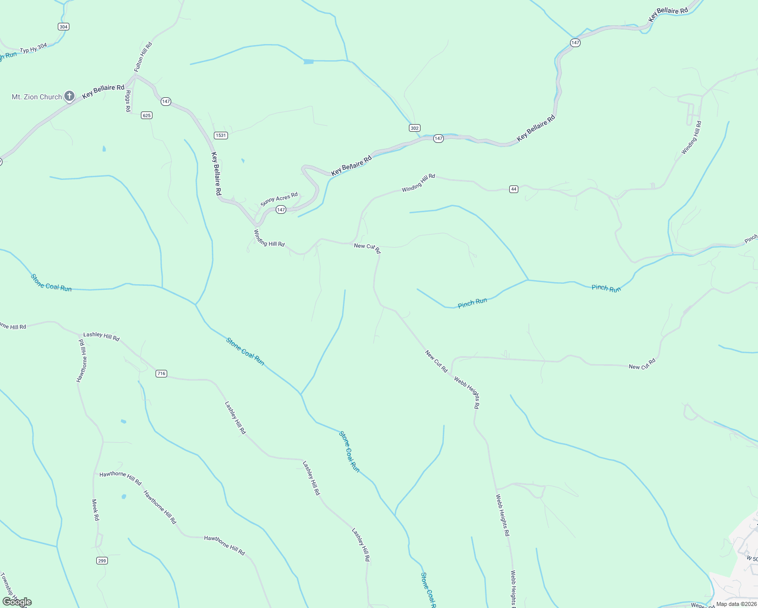 map of restaurants, bars, coffee shops, grocery stores, and more near 62125 Rolling Hills Lane in Shadyside