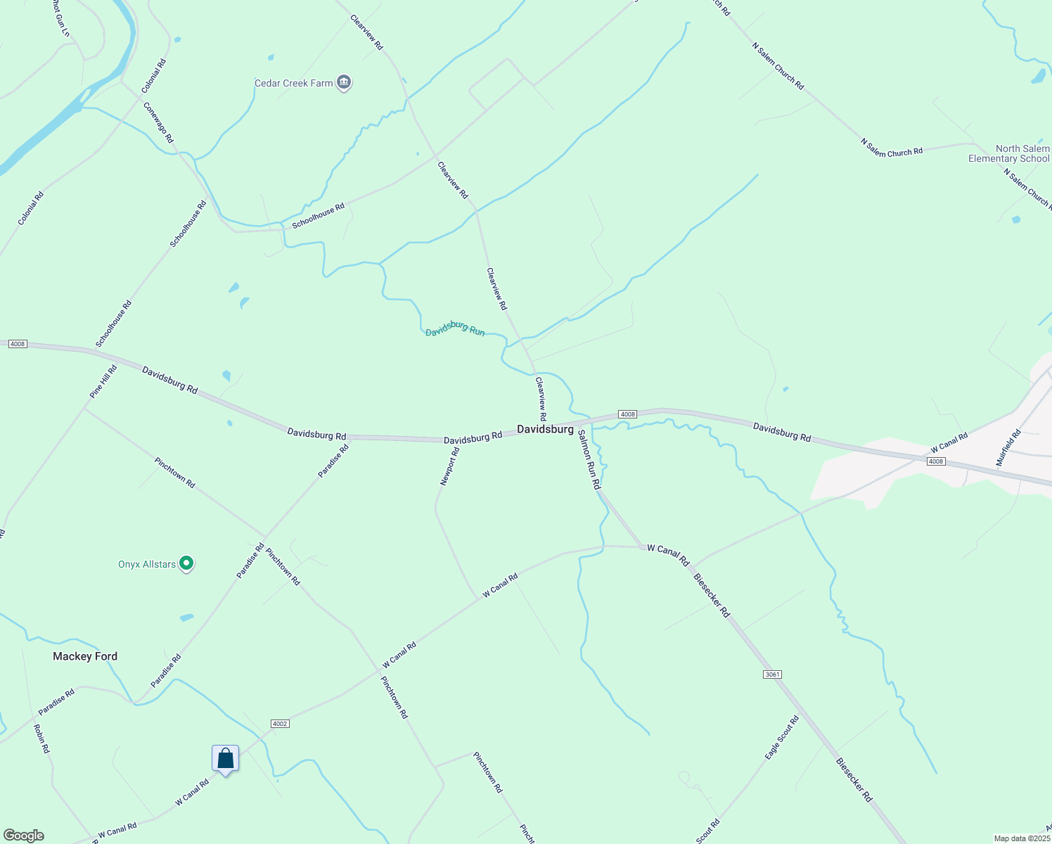 map of restaurants, bars, coffee shops, grocery stores, and more near 5361 Davidsburg Road in Dover