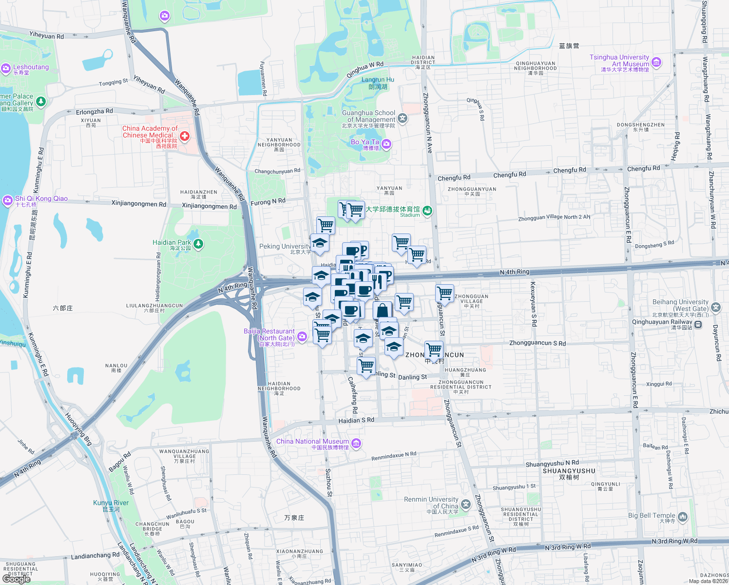map of restaurants, bars, coffee shops, grocery stores, and more near in 
