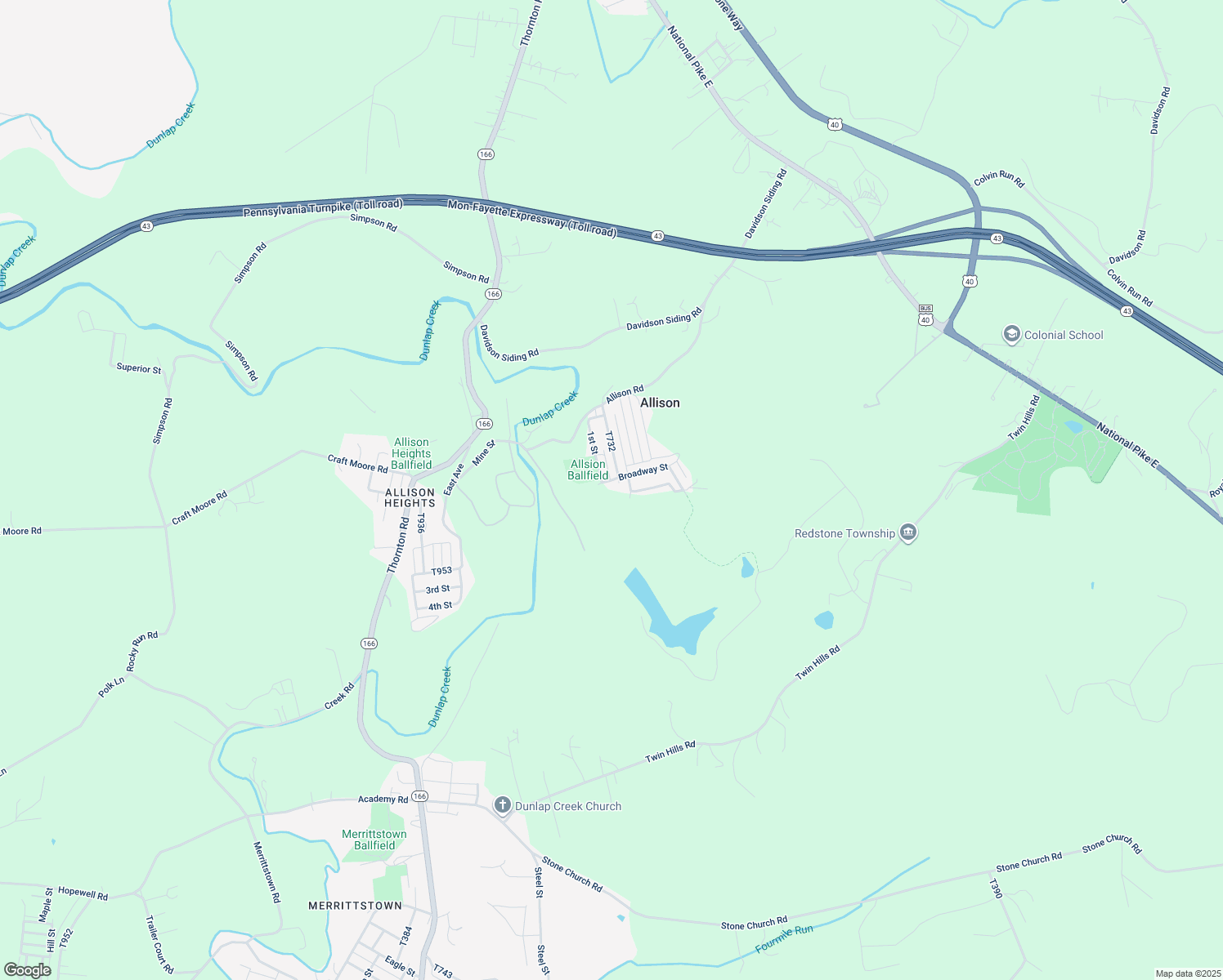 map of restaurants, bars, coffee shops, grocery stores, and more near 62 Broadway Street in Allison