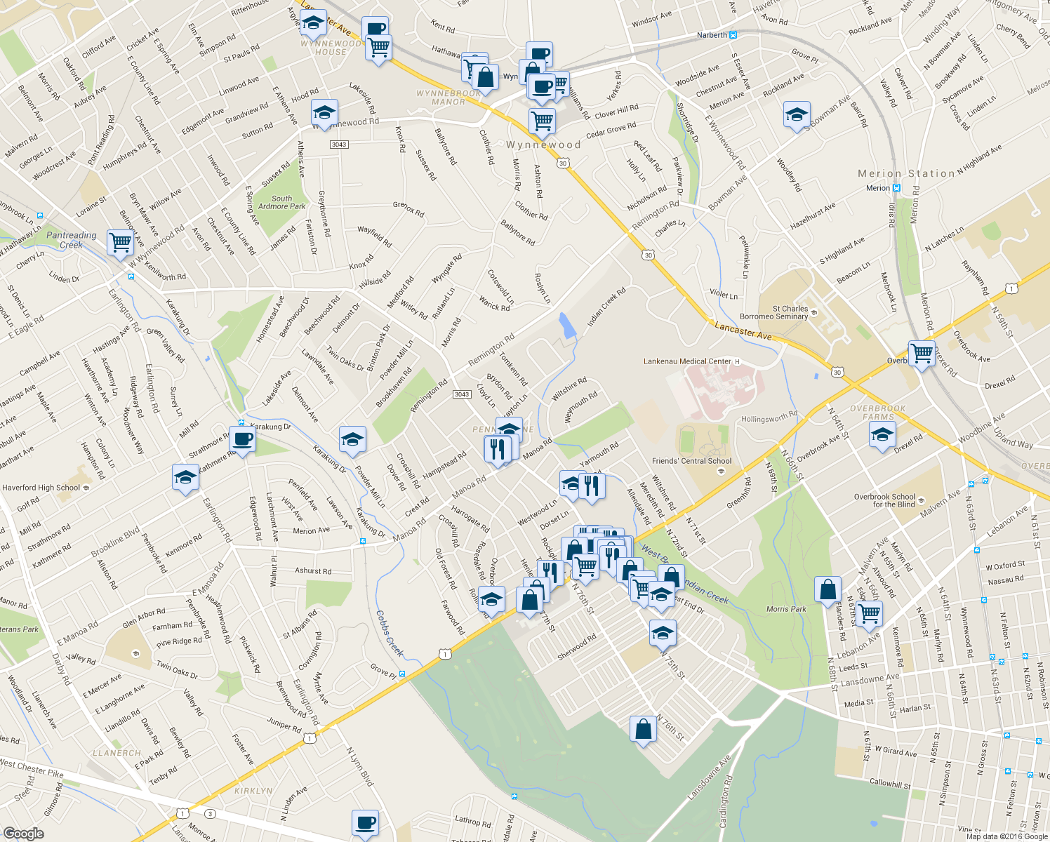 map of restaurants, bars, coffee shops, grocery stores, and more near 1376 West Indian Creek Drive in Wynnewood