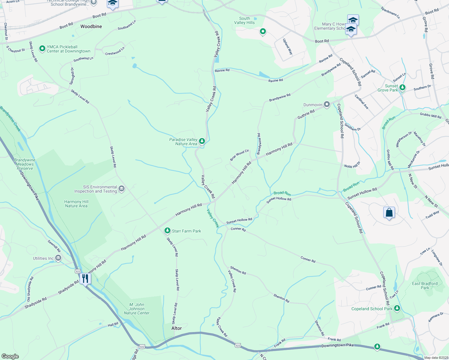 map of restaurants, bars, coffee shops, grocery stores, and more near 1103 Talcose Lane in West Chester