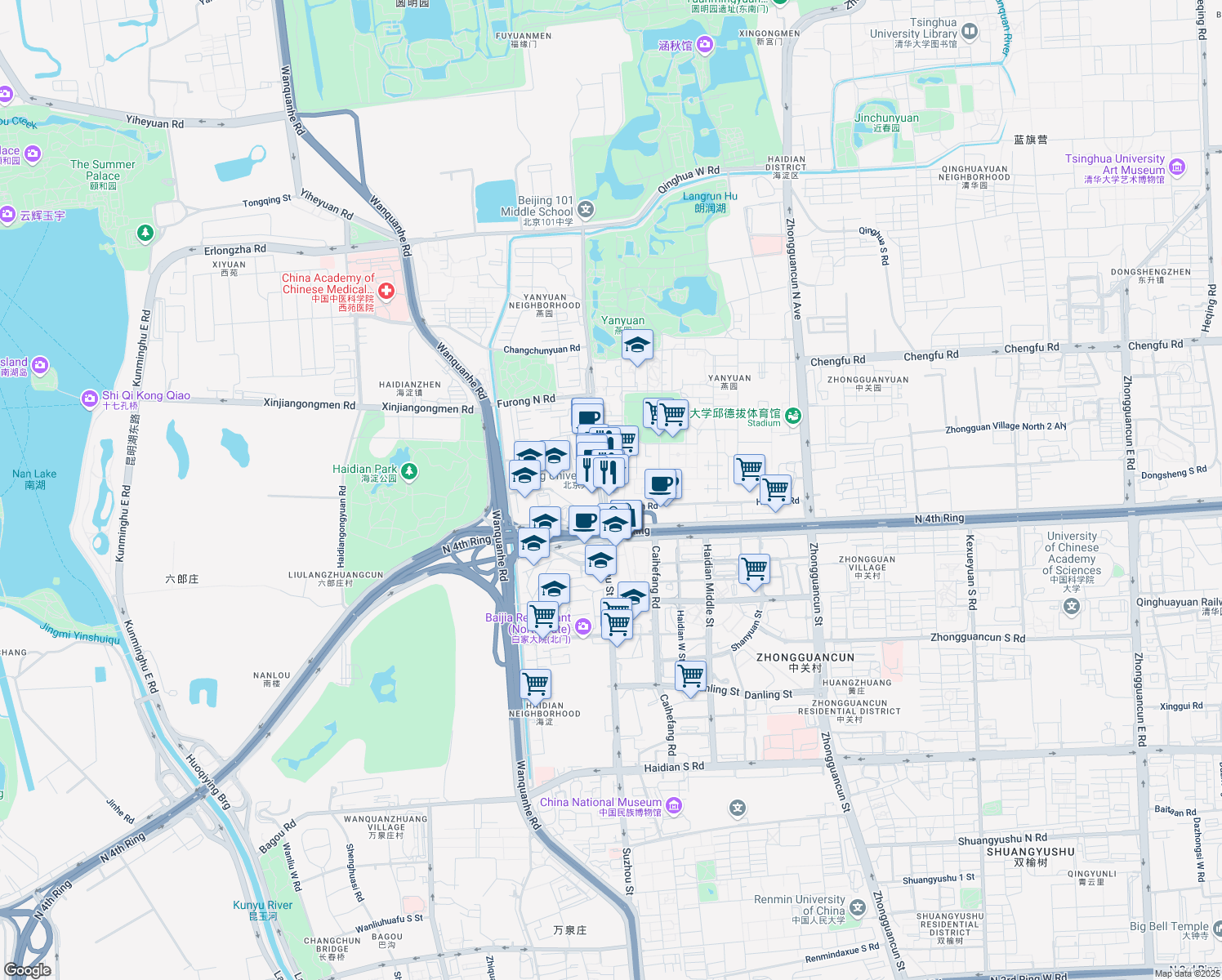 map of restaurants, bars, coffee shops, grocery stores, and more near in 